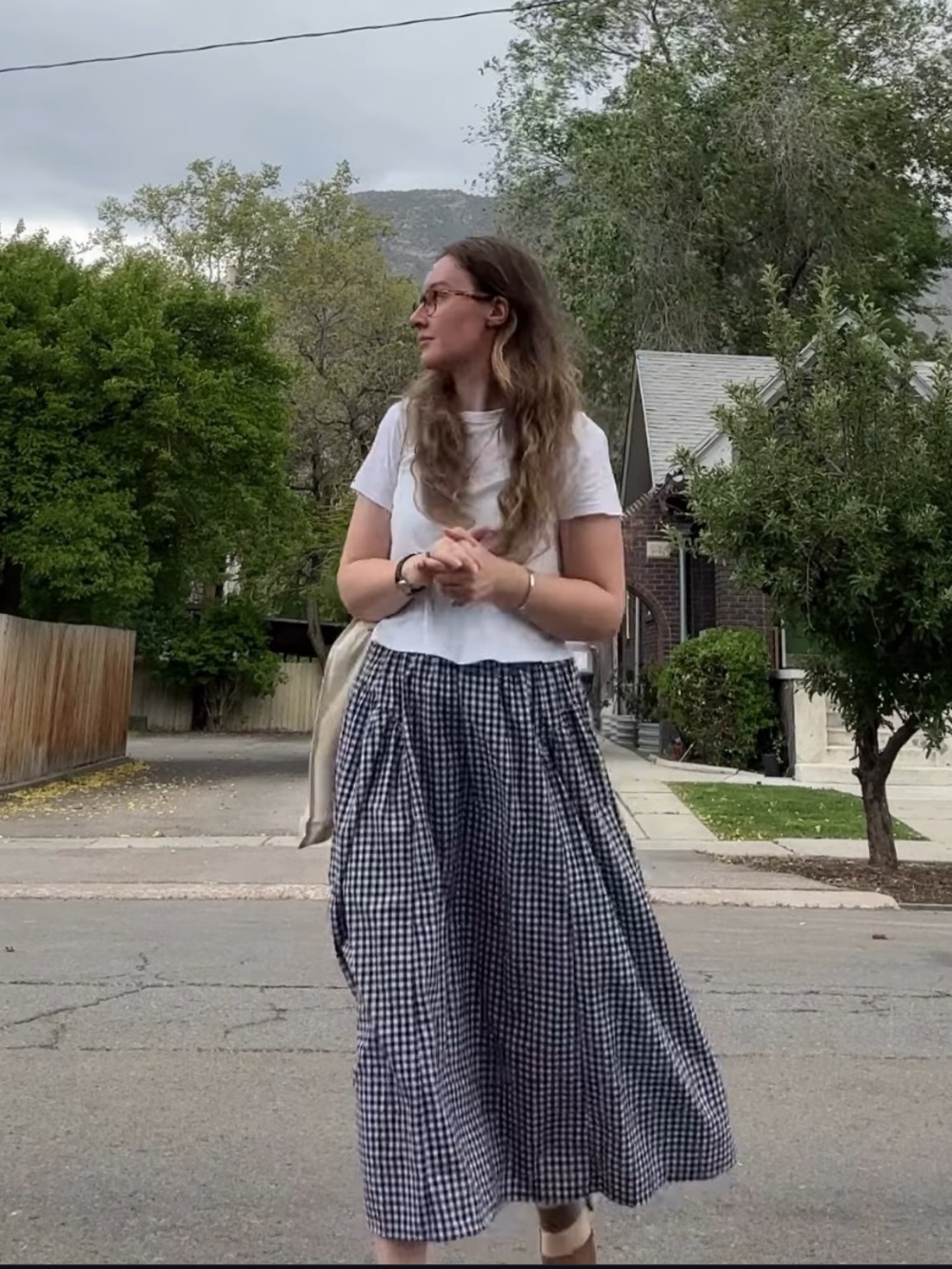Gingham maxi skirt